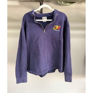 Vintage Walt Disney World Mickey Mouse Blue 1/4 Zip Pullover Sweater Adult XXXL